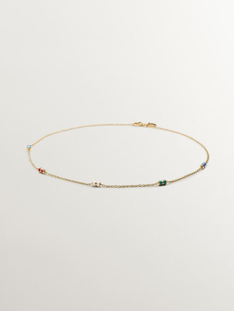 925 sterling silver necklace with multi-coloured enamel image number 0
