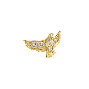Pendiente suelto águila de oro amarillo de 18kt con diamantes, J05098-02-H,hi-res
