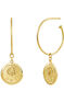 Boucles d'oreilles créoles monnaie argent plaqué or , J03594-02