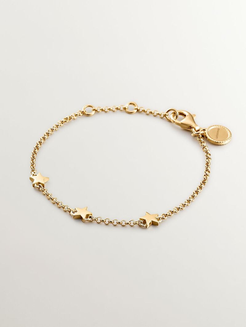 18K Yellow Gold Plated 925 Silver Bracelet with Stars image number 0