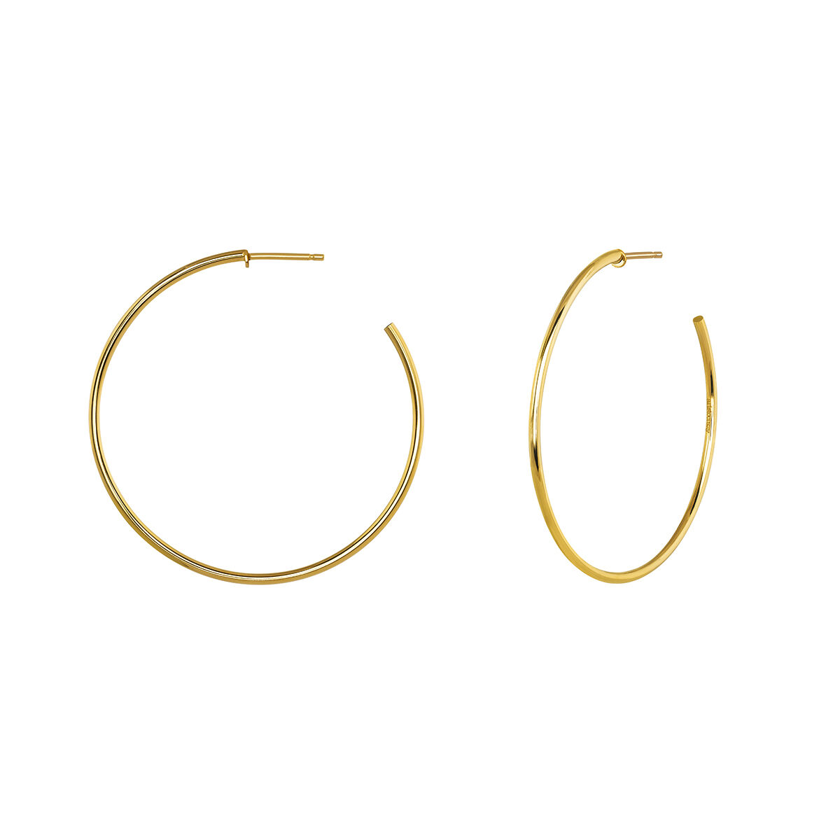Thin gold plated hoop earrings , J04191-02, hi-res