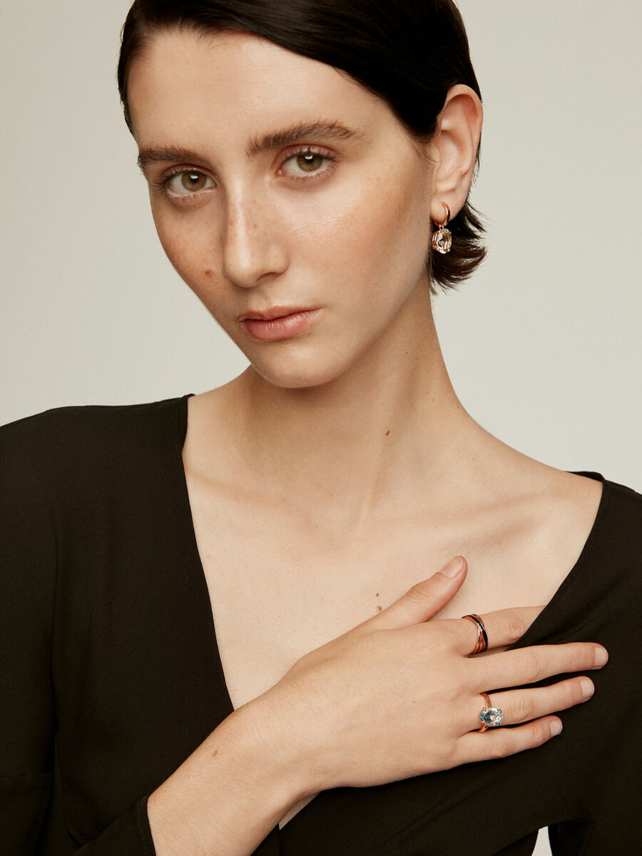 Anillo cuarzo oval grande plata recubierta oro rosa , J03816-03-GQ, hi-res