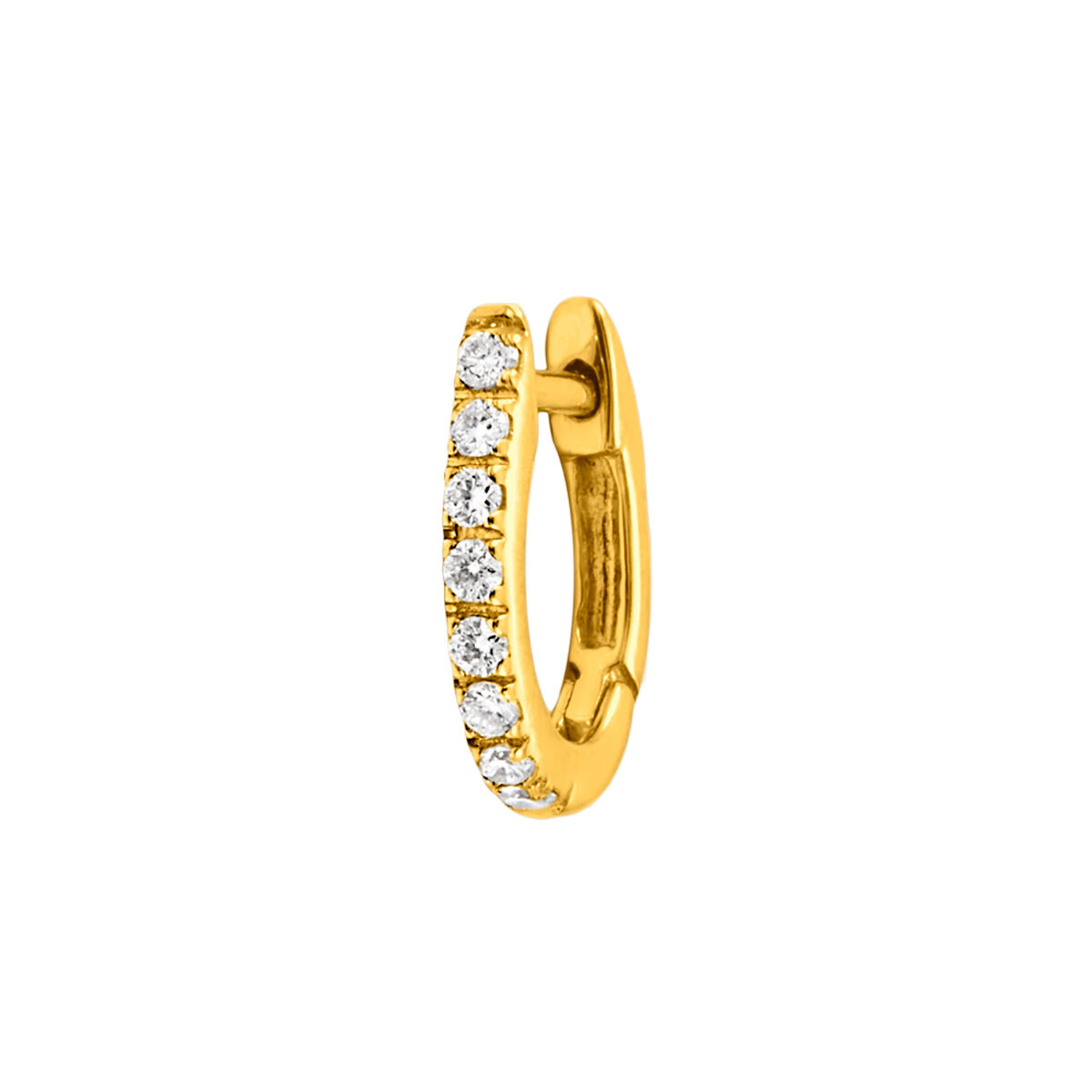 Pendiente individual aro pequeño de oro amarillo de 18kt con diamantes de 0,08cts, J00597-02-NEW-H, hi-res