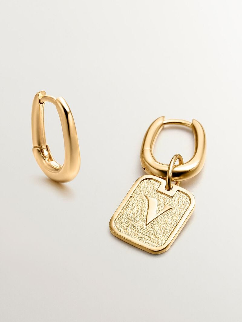 Pendientes de aro grueso de plata 925 bañada en oro amarillo de 18K image number 4