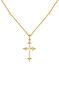 Gold plated shamrock cross necklace with topaz , J04232-02-WT