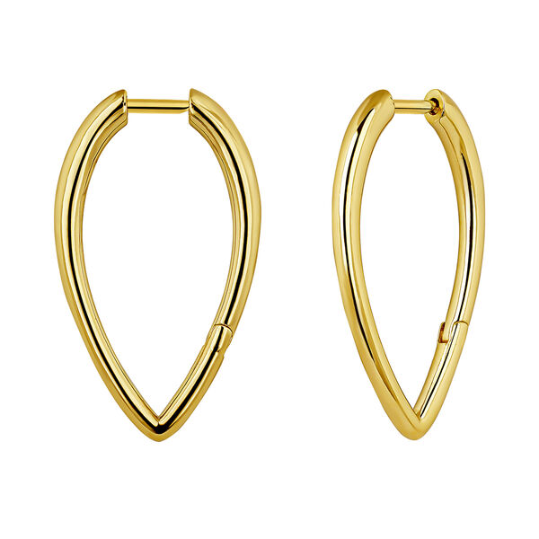 Large gold-plated silver teardrop hoop earrings , J04646-02,hi-res