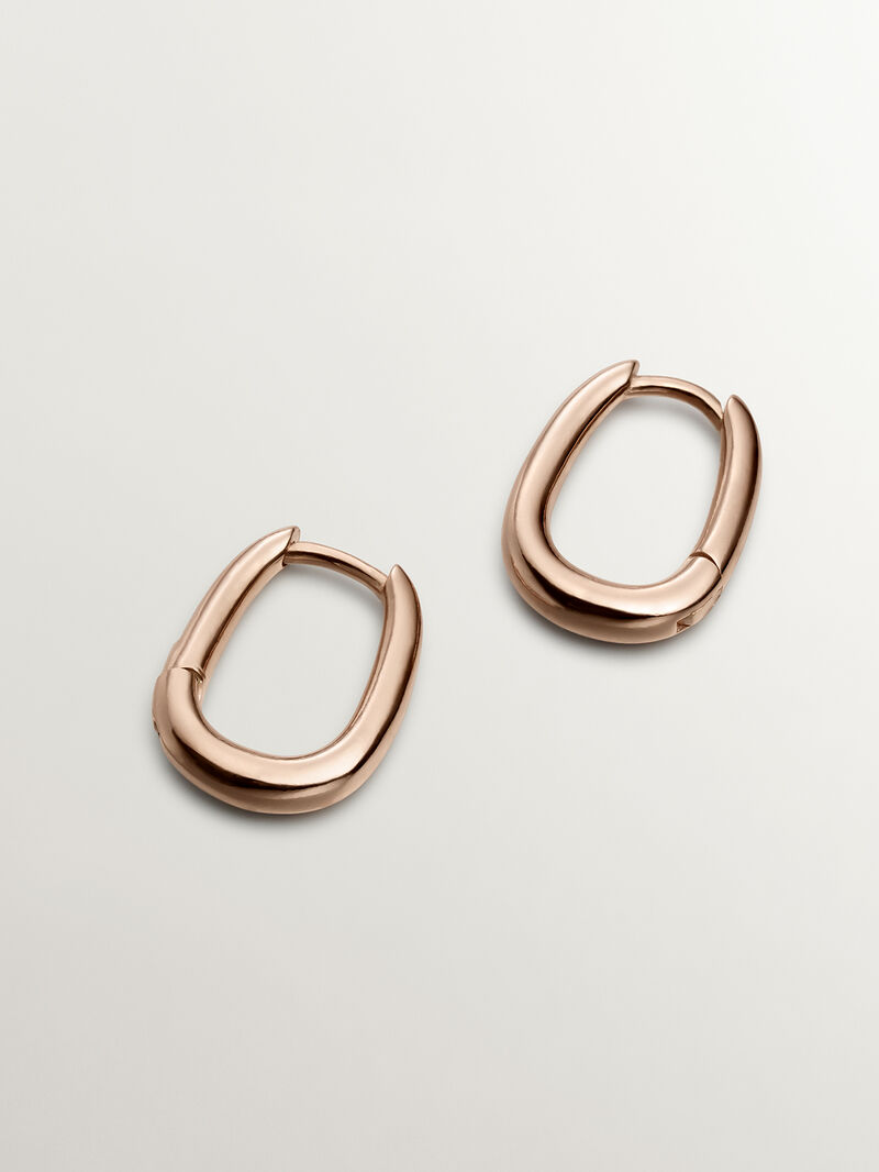 18K rose gold plated 925 silver thick hoop earrings image number 4