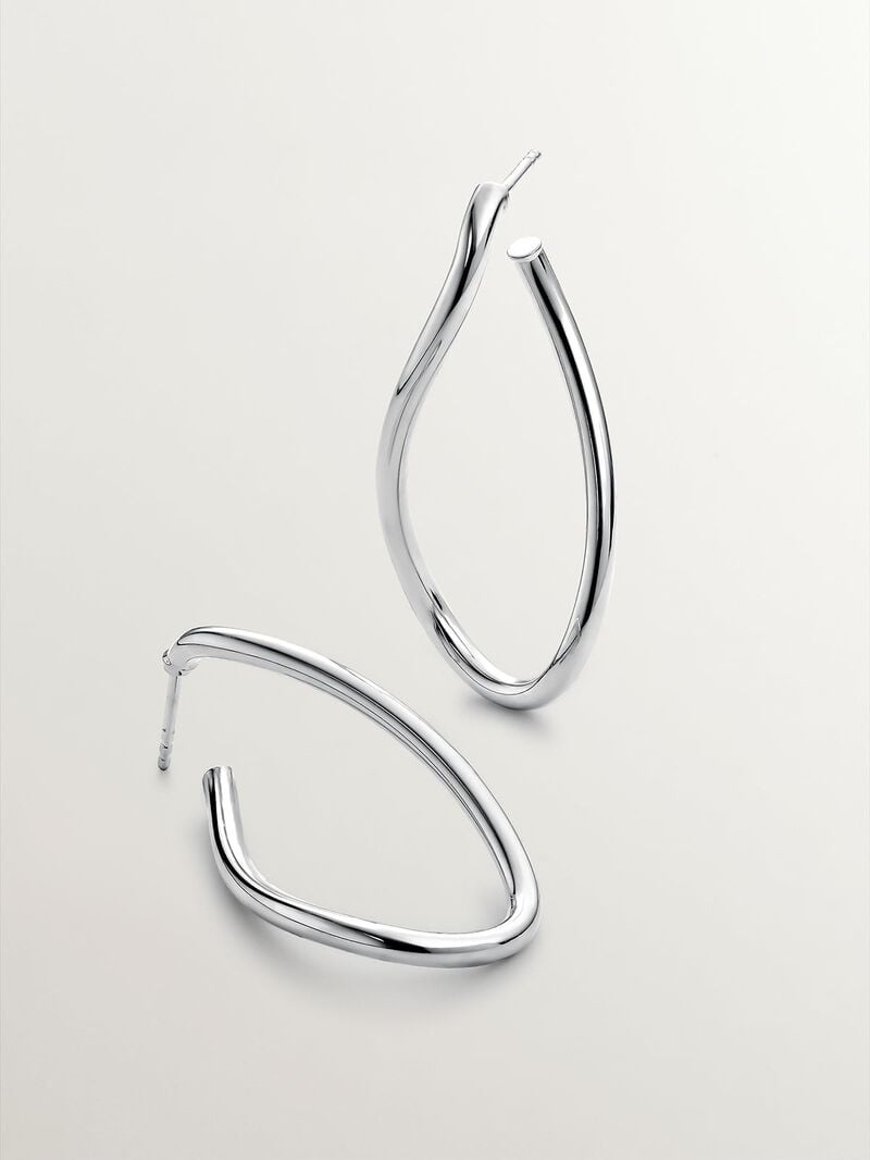 Large wavy hoop earrings made of 925 silver image number 4