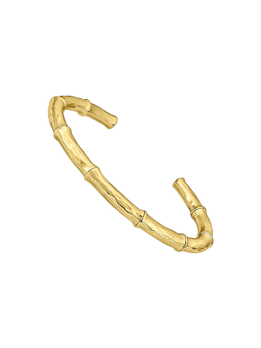 Thin rigid Bambú bracelet in 18k yellow gold-plated silver, J05393-02, hi-res