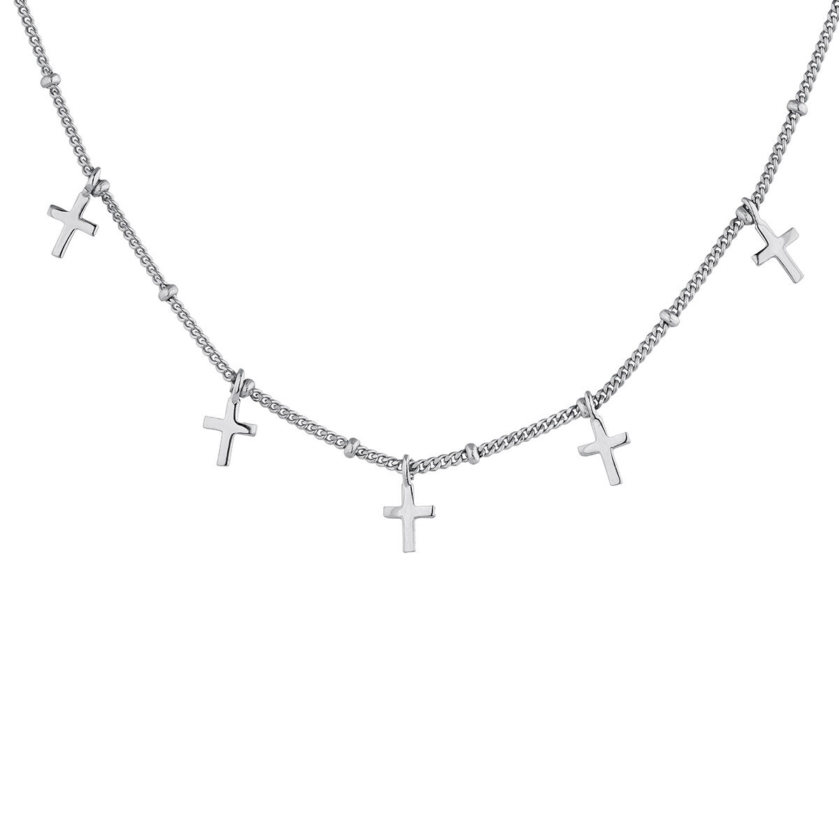 Silver necklace with several crosses , J04863-01, mainproduct