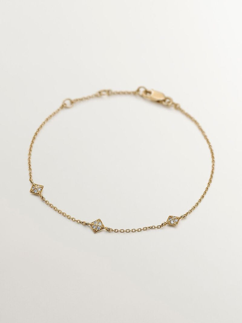 18K yellow gold bracelet with geometric shapes and diamonds image number 0