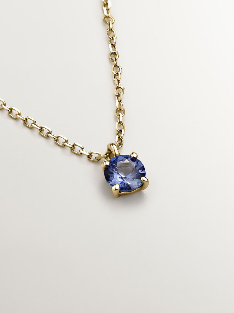 9K yellow gold pendant with blue sapphire image number 2