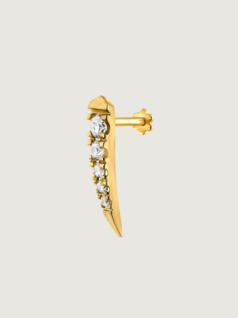Individual 18K yellow gold earring with diamonds. image number 2