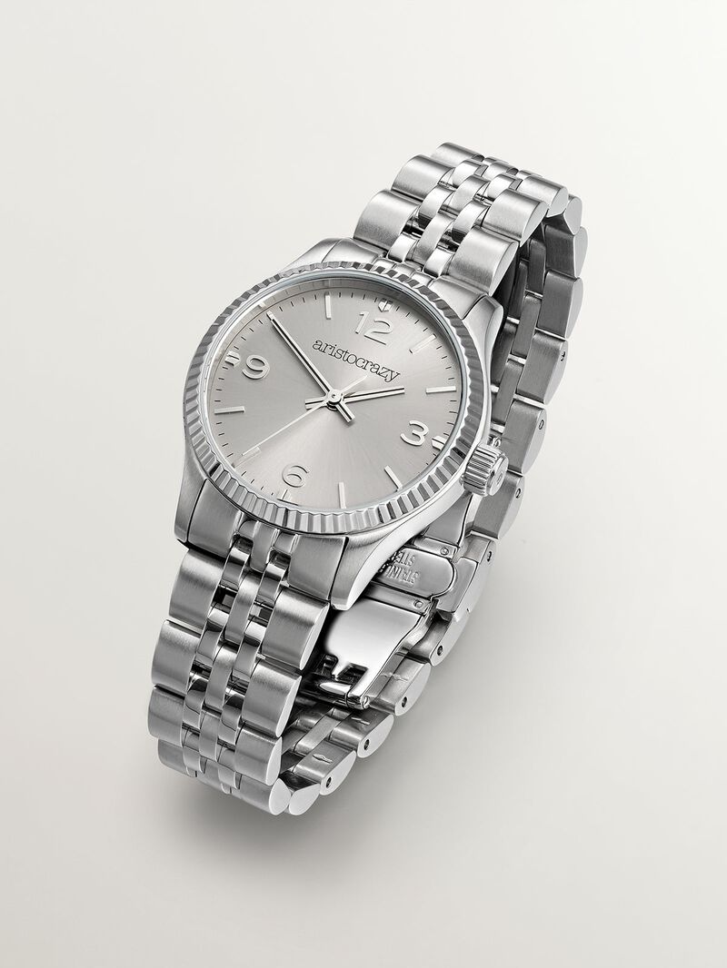 St. Barth Armis Watch with grey steel strap and grey dial. image number 4
