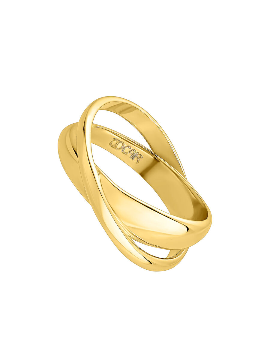Crossover ring in 18kt yellow gold-plated silver, J05227-02, hi-res