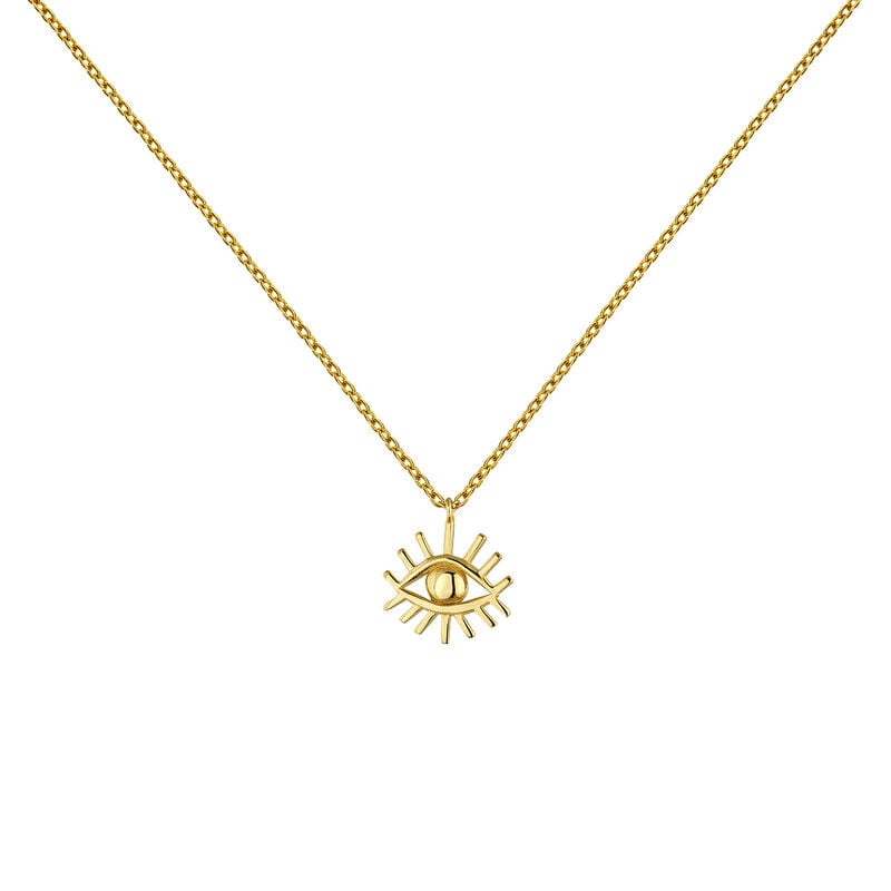 Gold plated silver eye motif necklace, J04857-02, hi-res