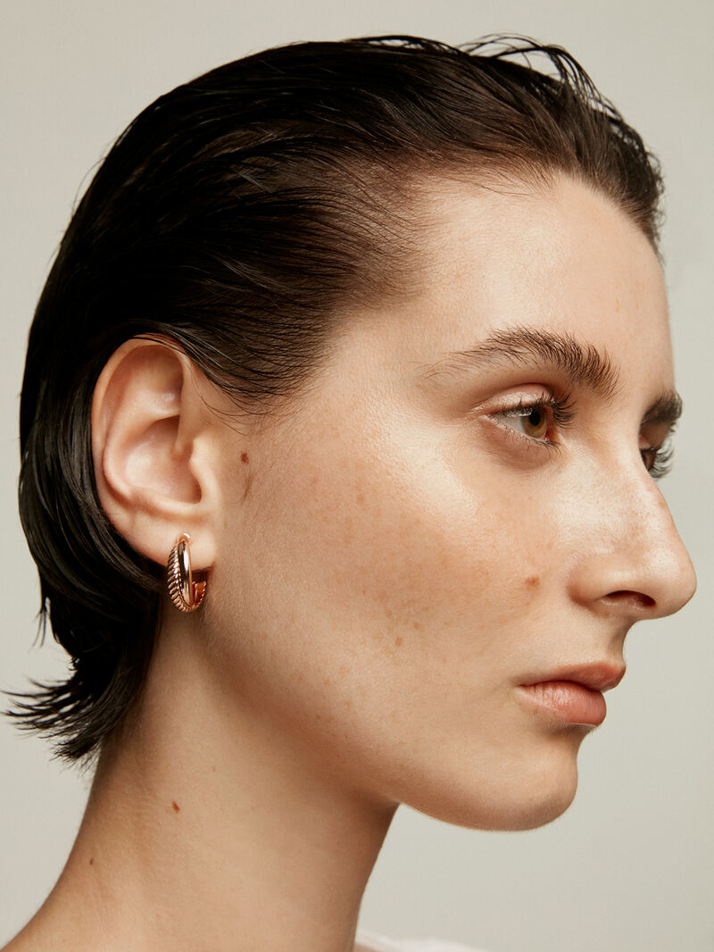 925 Silver Double Hoop Earrings coated in 18K Rose Gold image number 1