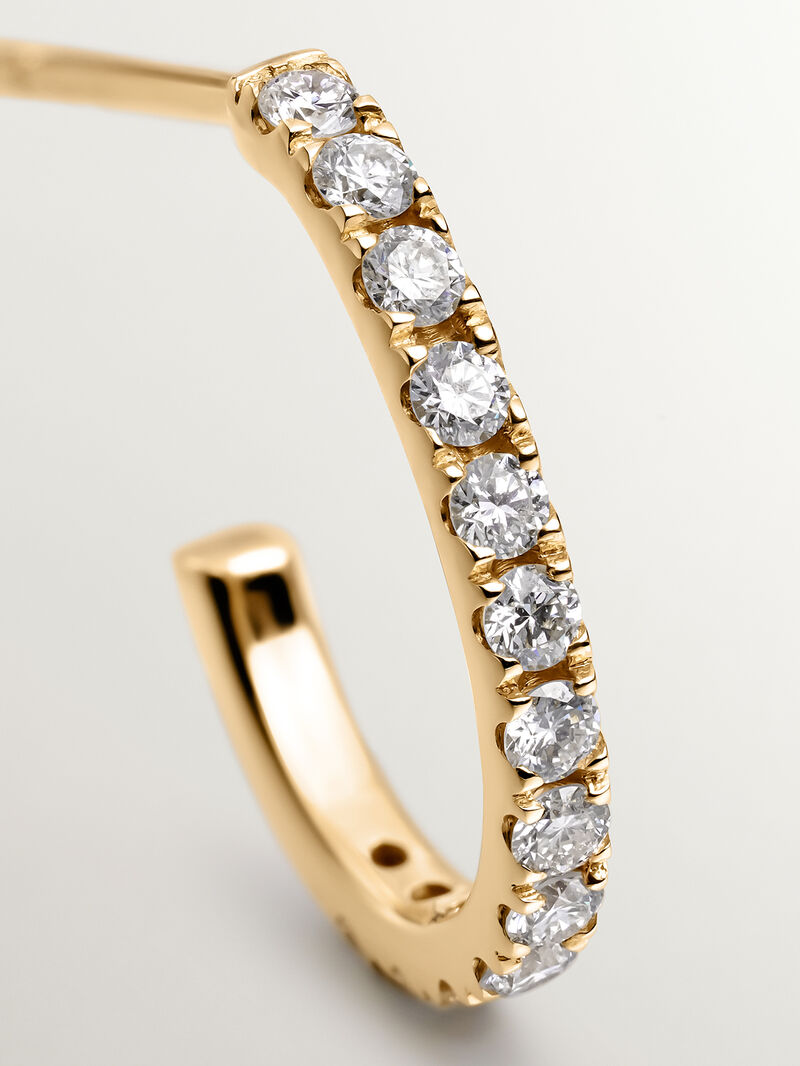 Individual small hoop earring made of 18K yellow gold with 0.20cts diamonds. image number 4
