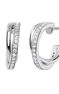 Small silver combined hoop earrings , J03663-01-WT