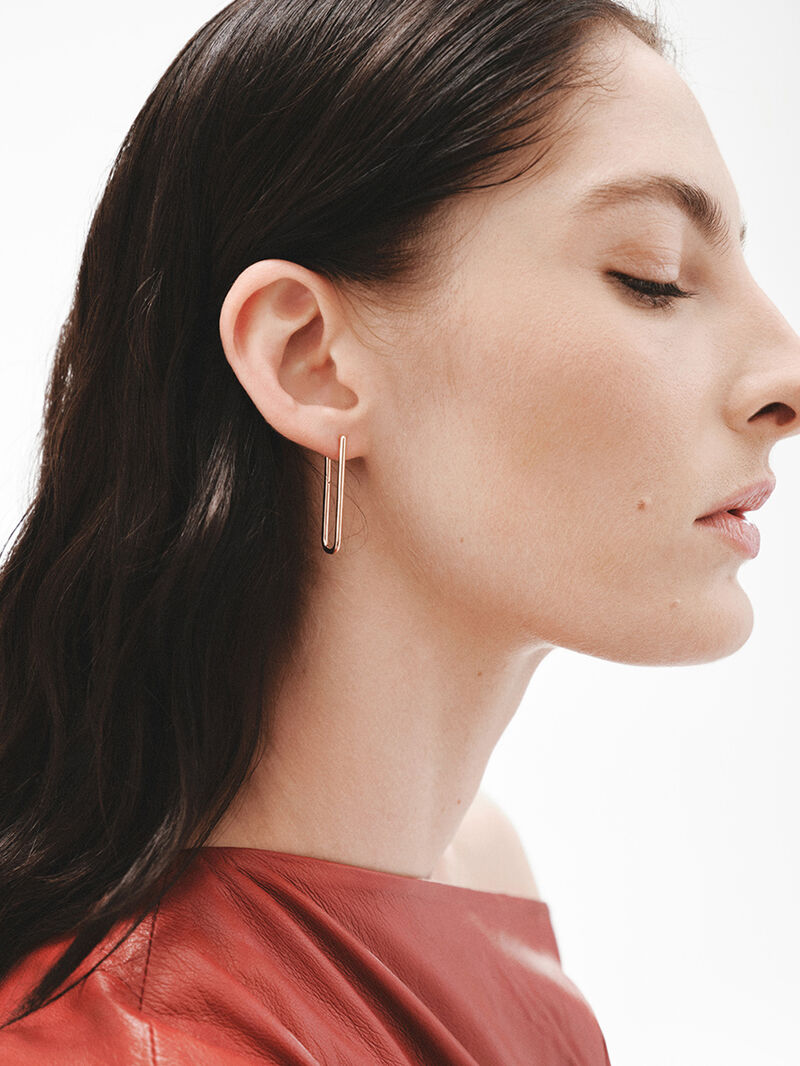 Extra long hoop earrings in 18K rose gold-plated 925 silver image number 3