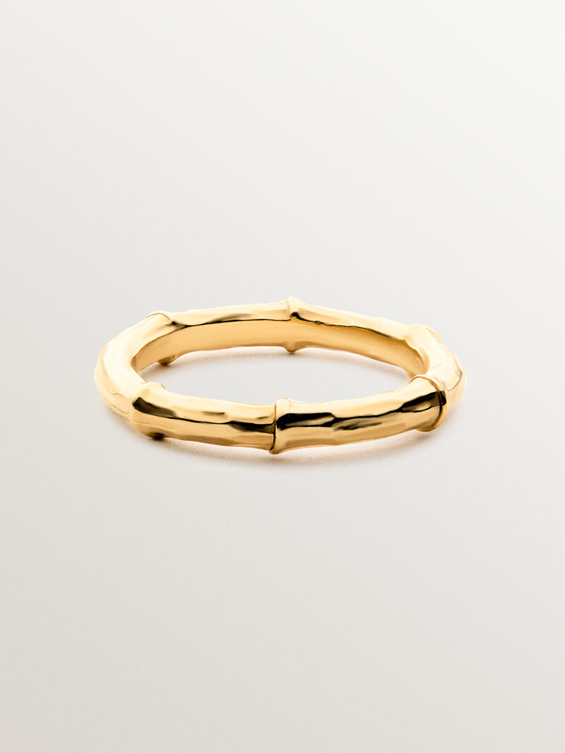 18K yellow gold plated 925 silver ring with bamboo texture image number 2