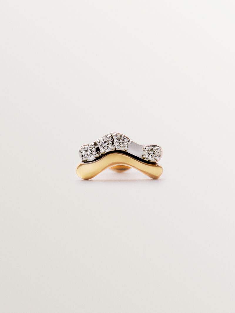 Individual piercing in 18K yellow and white gold with brilliant-cut white diamonds. image number 0
