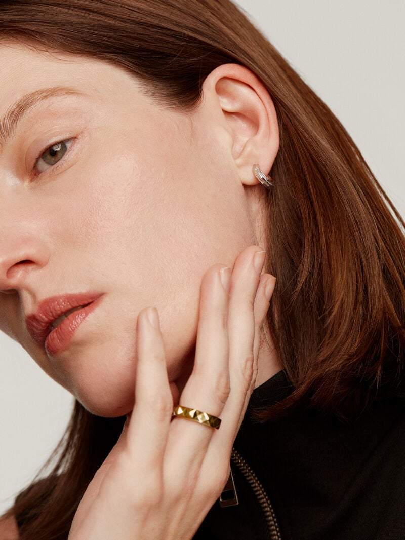 925 silver ring earrings with geometric finish image number 5