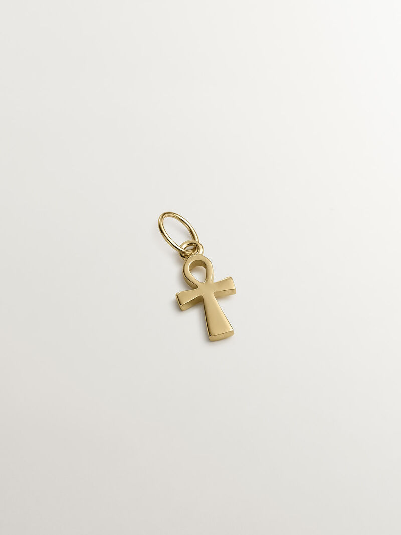 925 Silver charm bathed in 18K yellow gold with ankh cross. image number 2
