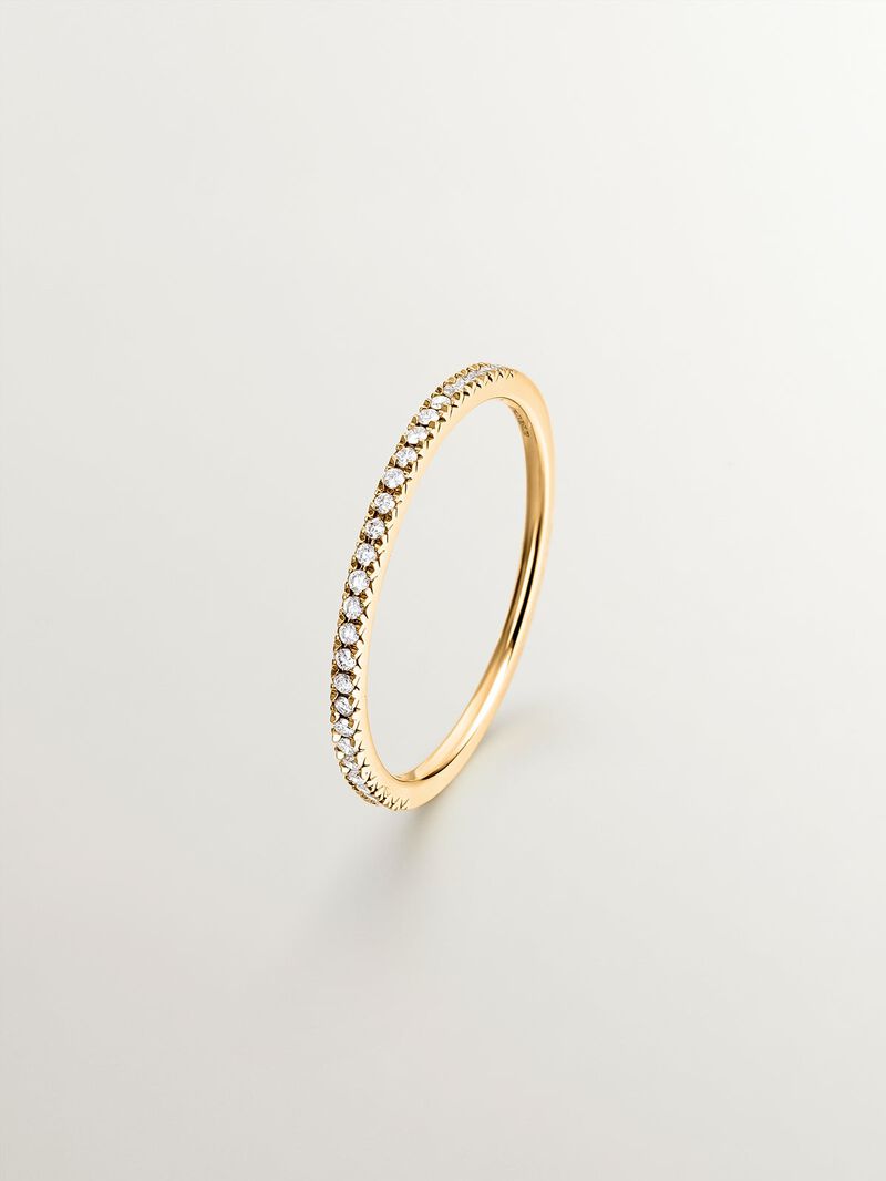18K yellow gold ring with brilliant cut diamonds image number 0