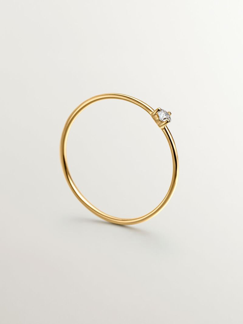 18K yellow gold solitaire ring with a 0.048cts diamond. image number 4