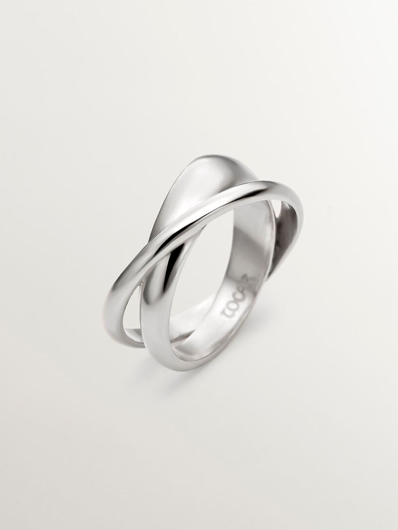 925 Silver Double Crossed Ring image number 0