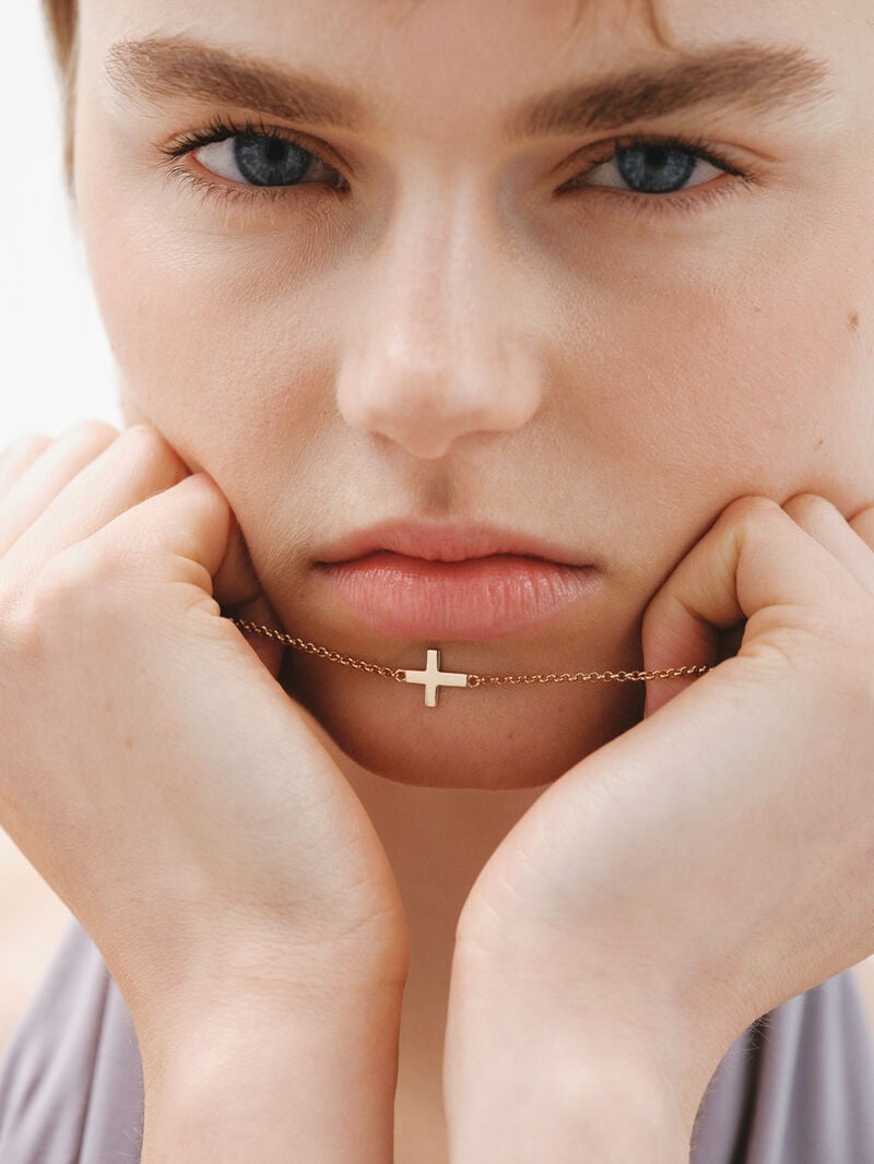 925 Silver pendant bathed in 18K yellow gold with a cross image number 3