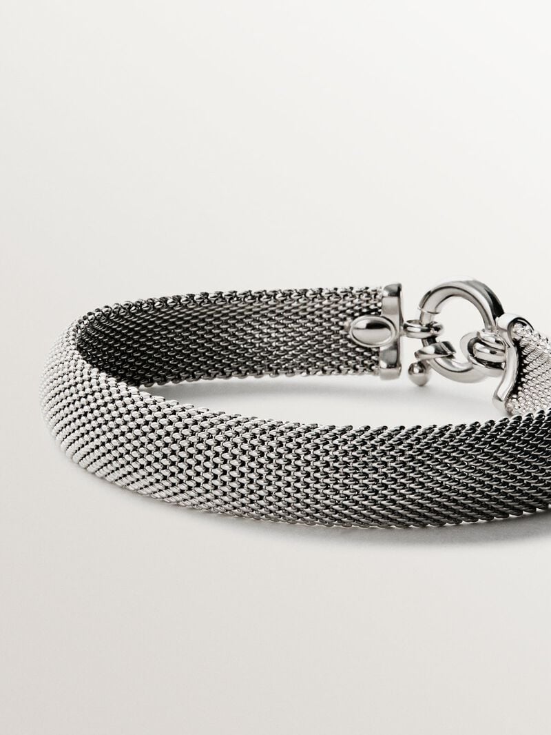 Rigid 925 silver bracelet with mesh image number 4