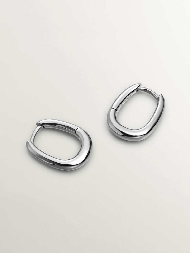925 Silver Chunky Hoop Earrings image number 4