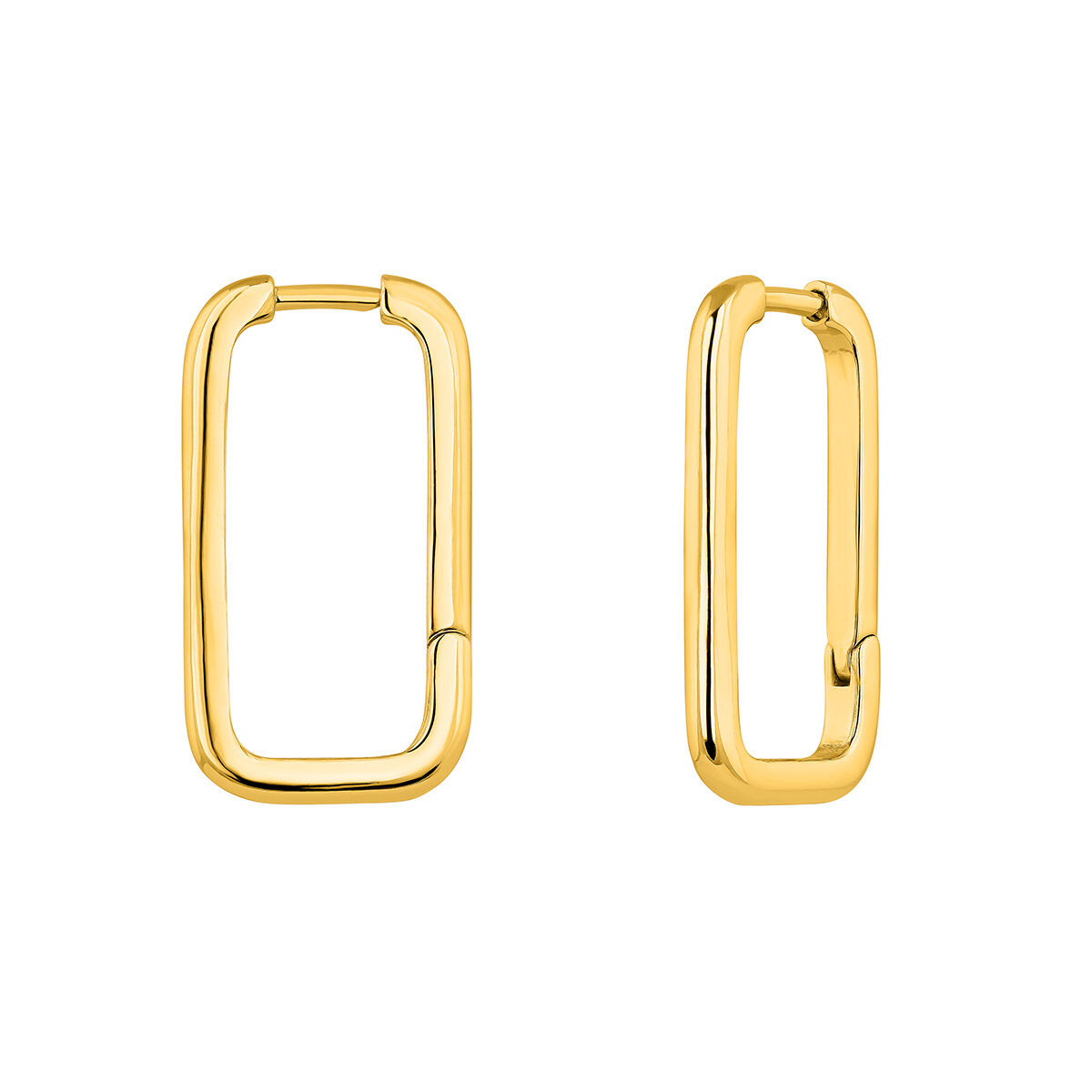 Gold-plated silver rectangular earrings  , J04644-02, hi-res