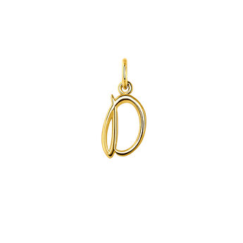 Gold-plated silver D initial charm  , J03932-02-D,hi-res