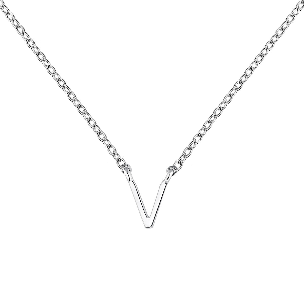 Collier iniciale V or blanc , J04382-01-V, mainproduct