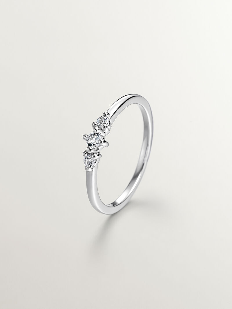 930 Silver Ring with White Topaz image number 0
