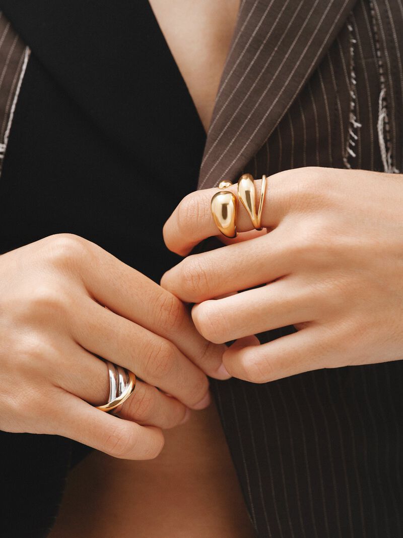 925 Silver Double Ring coated in 18K Yellow Gold image number 5