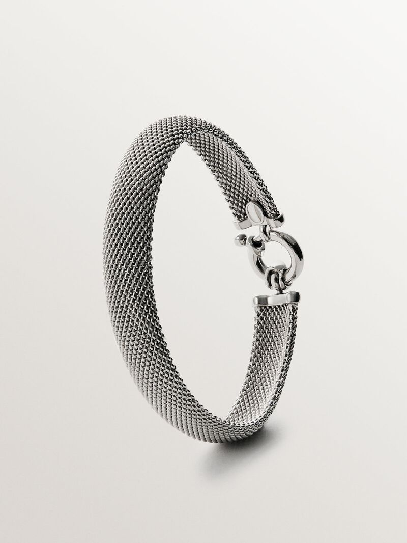 Rigid 925 silver bracelet with mesh image number 2