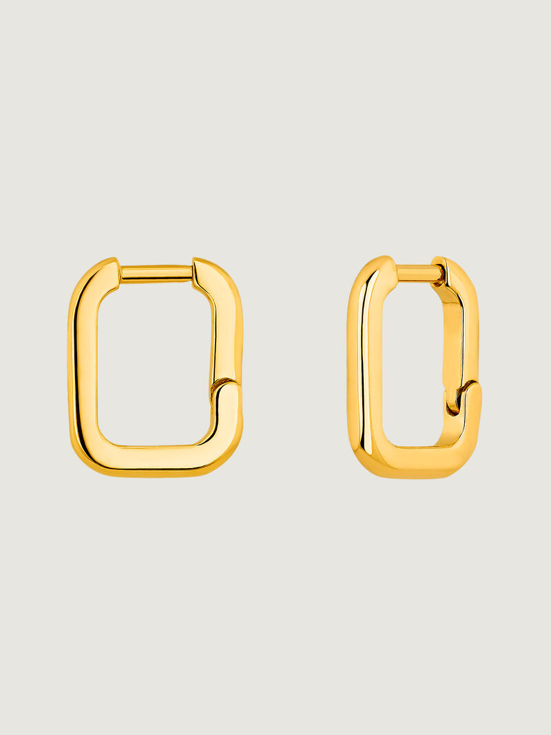Square hoop earrings in 925 silver bathed in 18K yellow gold image number 0