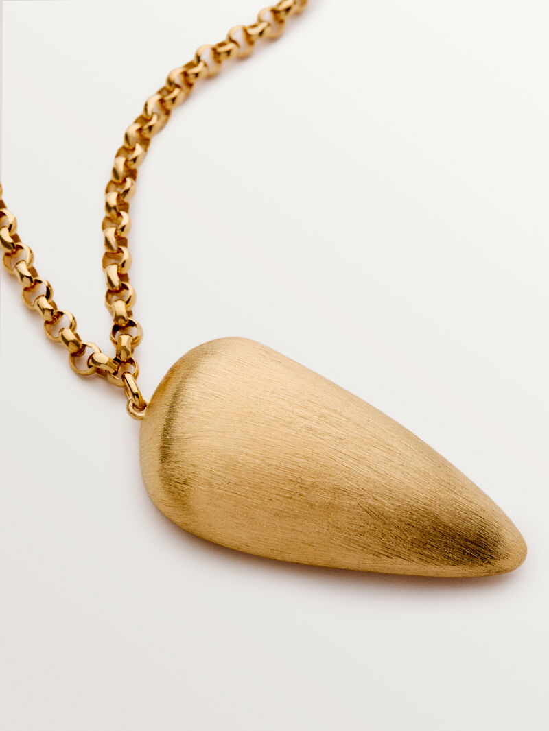 Textured 18K yellow gold plated 925 silver pendant image number 2