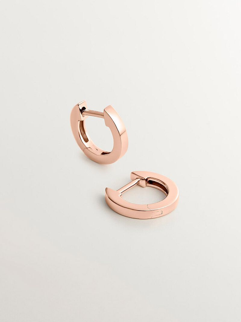 Small 925 silver hoop earrings bathed in 18K rose gold image number 0