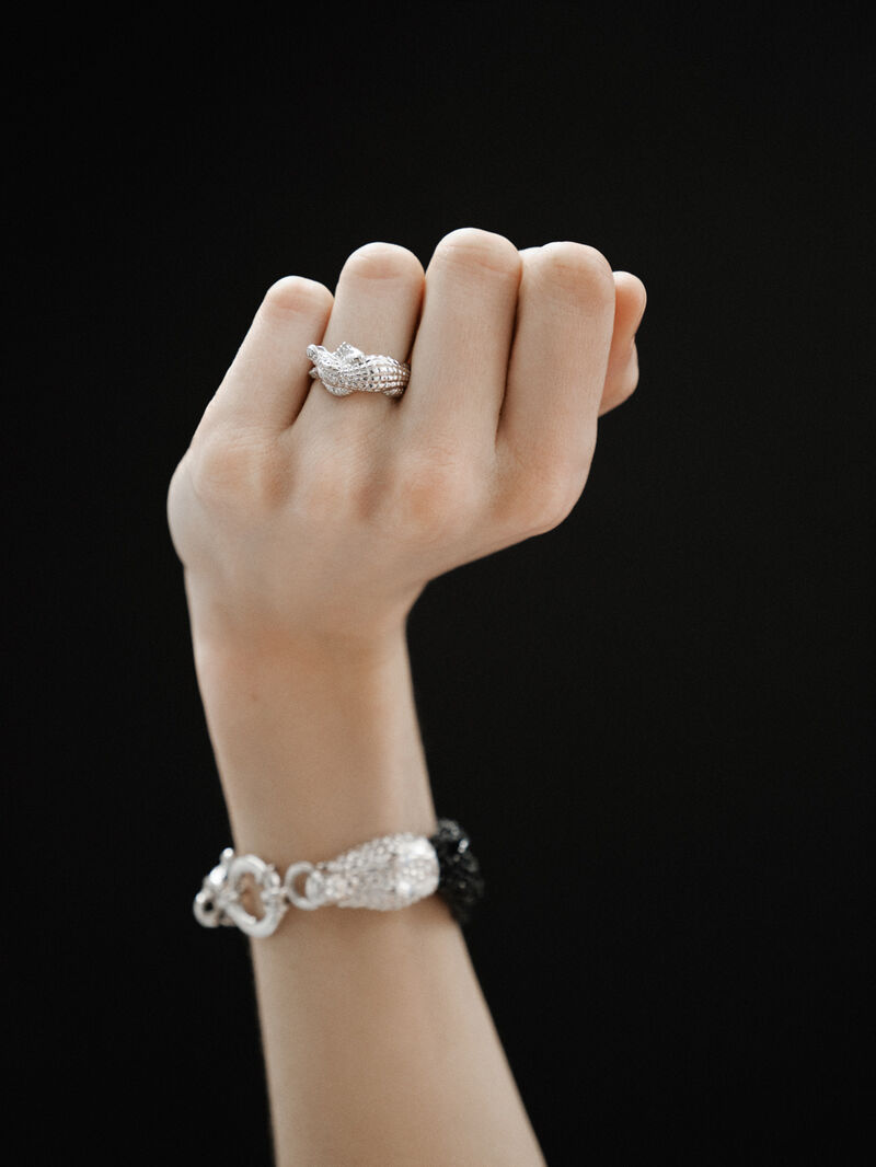 925 silver ring shaped like crocodile image number 5