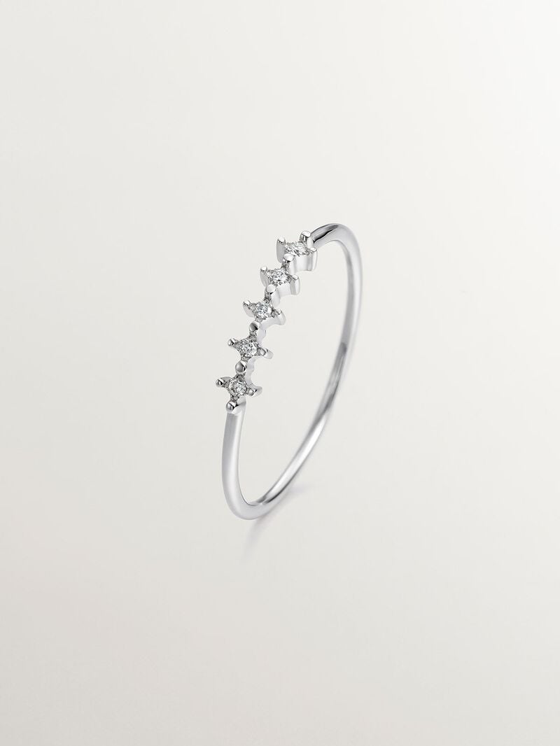 18K white gold cinquillo ring with diamonds 0.025 cts image number 0