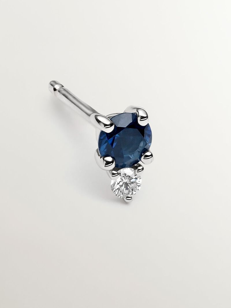 Individual 18K white gold earring with sapphire and diamond. image number 4