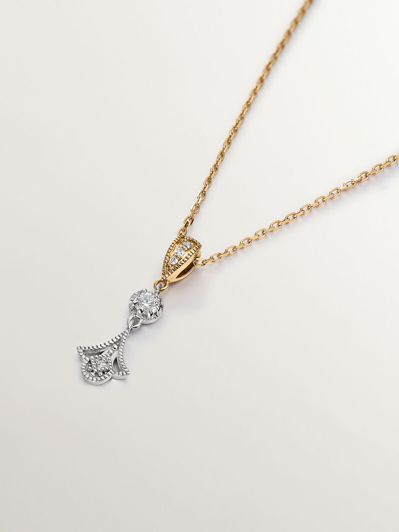 18K white and yellow gold pendant with brilliant cut diamonds image number 2
