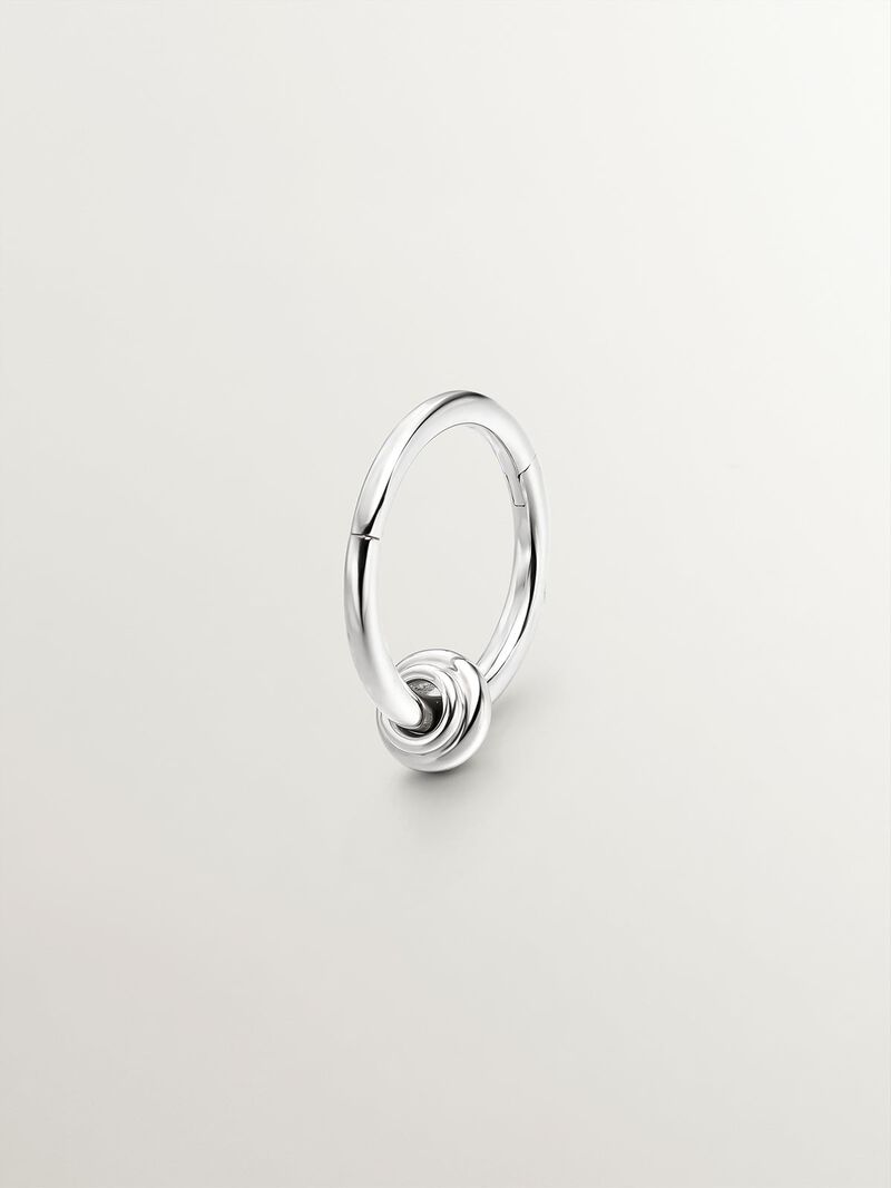 Individual 9K white gold hoop earring with small ball. image number 0
