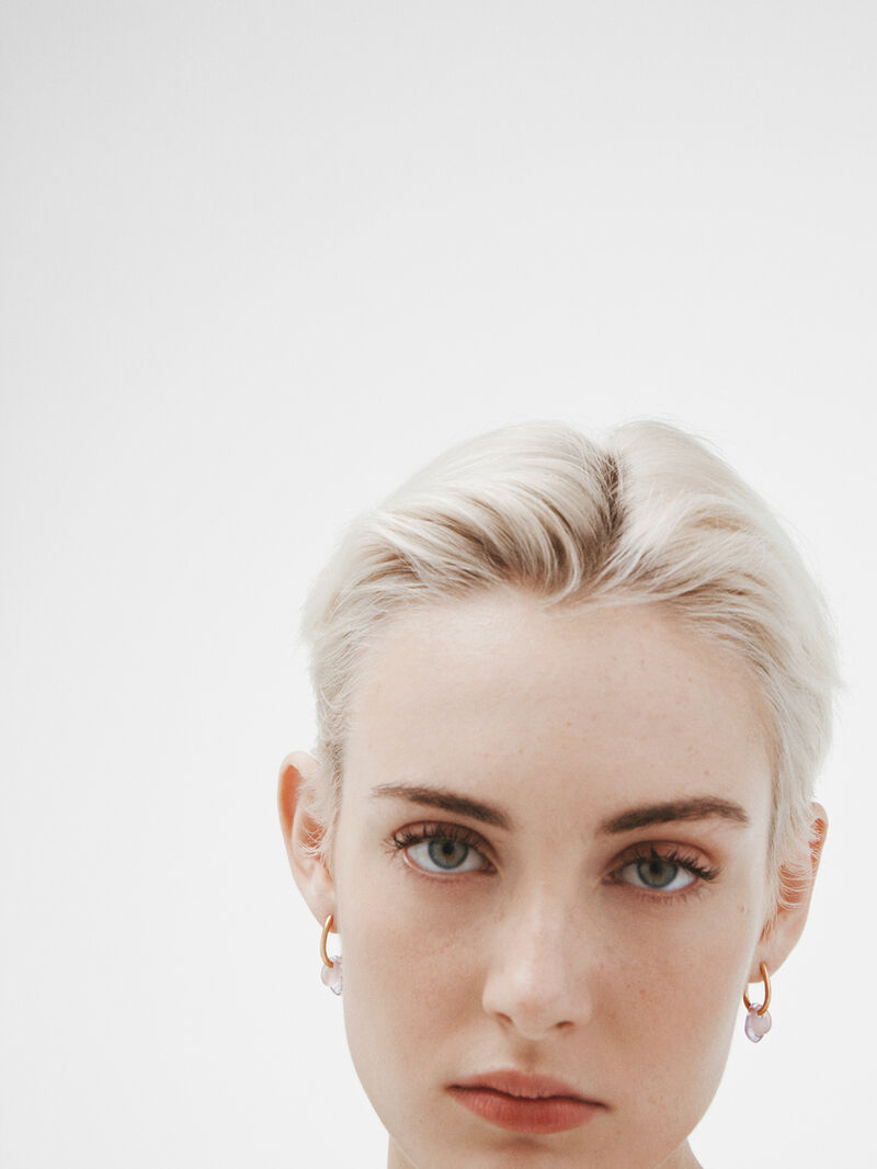 925 silver ring earrings in 18k yellow gold with Ágata image number 1