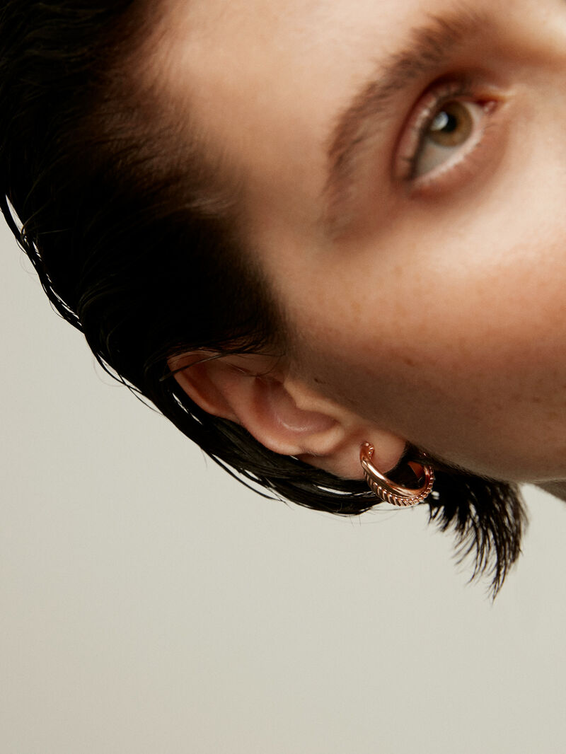 925 Silver Double Hoop Earrings coated in 18K Rose Gold image number 2